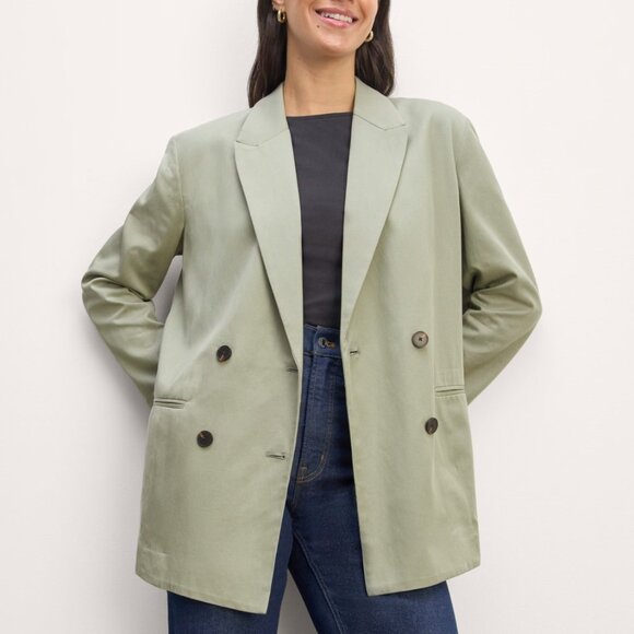 NEW Everlane The Double Breasted Blazer in Buttersmooth Womens 4 Seagrass Green - Picture 1 of 13